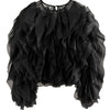 TWOTWINSTYLE Elegant Patchwork Ruffles Chiffon Blouses Women O Neck Lantern Long Sleeve Loose Shirt Female Clothing Fashion