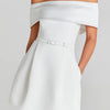 Women Belt Patchwork Short Sleeve Mini Dress, Spring Summer Fashion Slash Neck Party Dress, Solid Off The Shoulder Ladies Dress