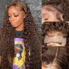 300 Density Chocolate Brown Deep Wave Lace Front Human Hair Wig 40Inch Color Hd Lace Frontal Wig For Women 13x6 Water Curly Wigs