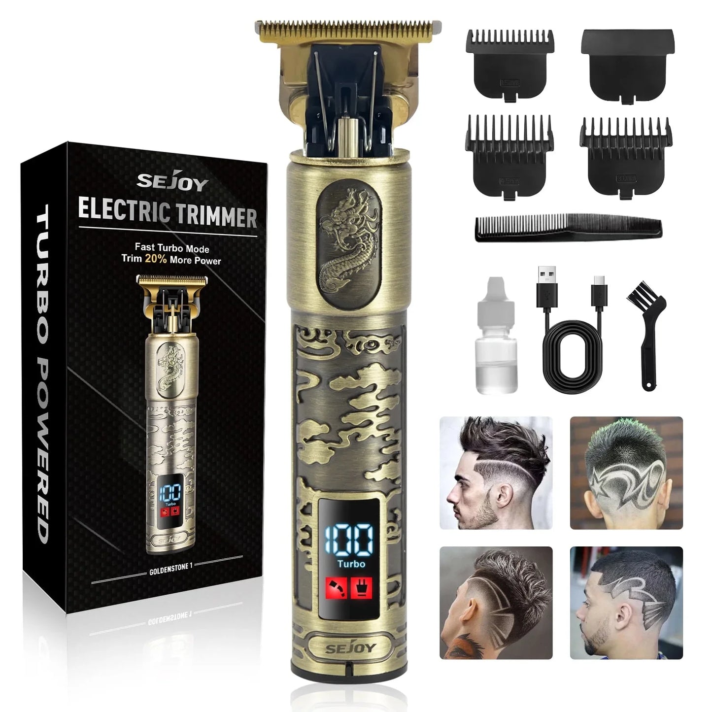 Sejoy Hair Clippers for Men Professional Cordless Barber Clippers for Hair Cutting Machine Rechargeable Beard Trimmer