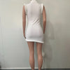 Joskaa Elegant Solid Stand Collar Sleeveless Bodycon Irregular Mini Dress for Women 2024 Summer Evening Birthday Party Clubwear