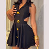 Women Stylish Short Skrits Buttoned Formal Outwear Ladies' Sleeveless V-Neck Dress Party Evening Dresses Women's New Clothing