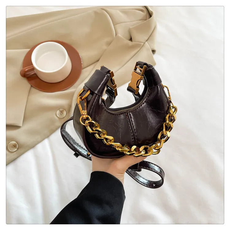 2024 Herbst Winter Mini Umhängetaschen für Damen Luxus Halbmond-Handtaschen für Damen Handtaschen mit Griff Weibliche kleine Tasche