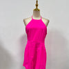 TWOTWINSTYLE Solid Office Playsuit for Women Halter Sleeveless High Waist Patchwork Bandage Backless Playsuits Female Fashion