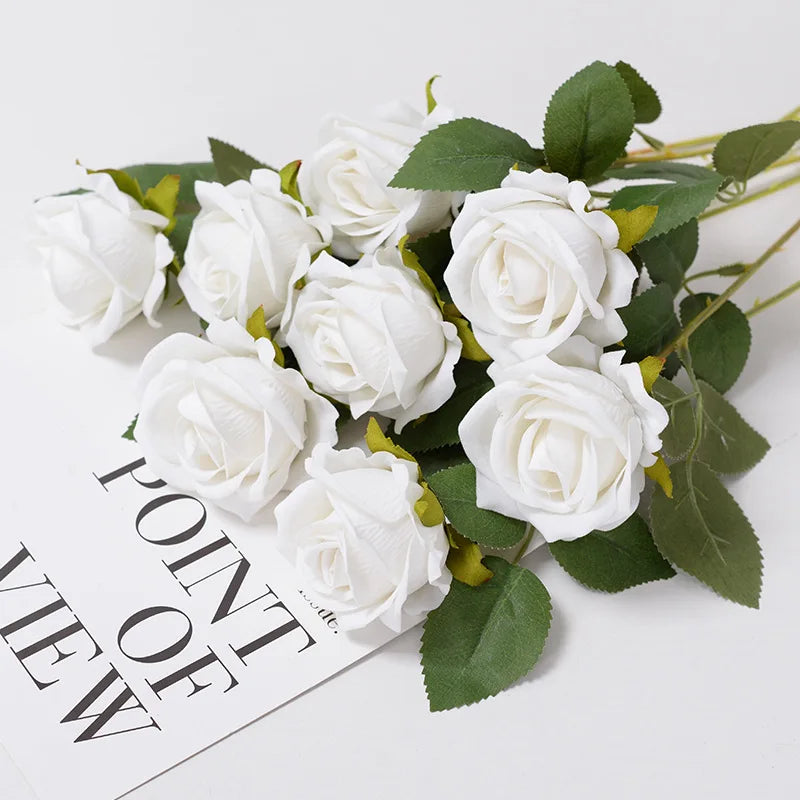 3/5/10/20 Stk. Rosen Künstliche Blumen Rosenzweig Künstliche Rote Rosen Realistische Kunstrosen für Hochzeits-Heimdekoration