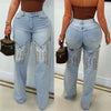 2025 Summer Fashion Woman Vintage Embroidery Denim Trousers Casual High Waist Straight Leg Jeans Women Street Clothes Jean Pants