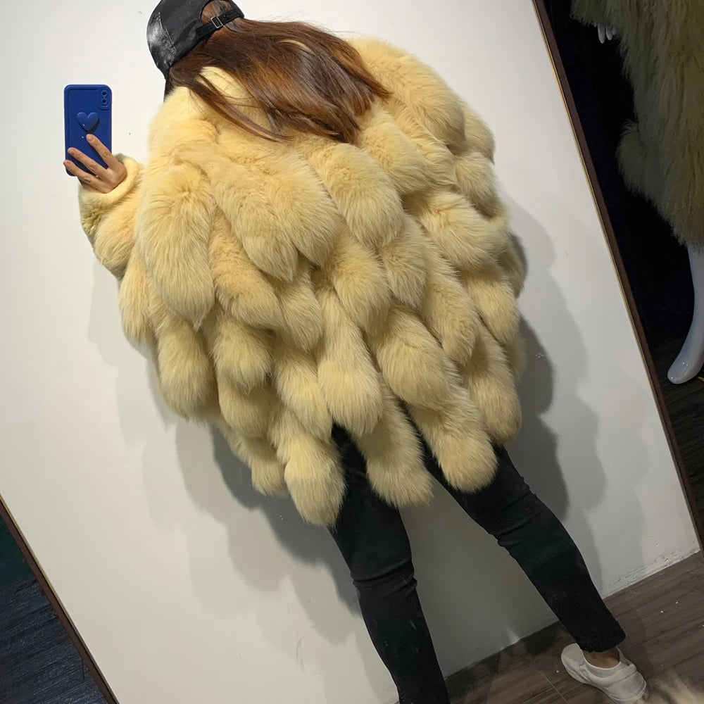 GO BALLISTIC YA Fox Fur Coat 2023 Winter New Natural Fur Clothing Fur Outwear 7337