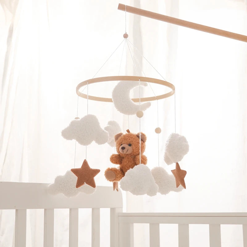 Baby-Kinderbett-Mobile-Rassel-Spielzeug 0-12 Monate Säugling Weicher Filz Teddy Samt Rosa Bär Bettglocke Hängendes Spielzeug Halterung Babybett Mädchen Spielzeug