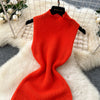 Chic Elastic Knit tassel O Neck Women Elegant Korean Fashion Vestidos Summer A-line Wrap mini dress