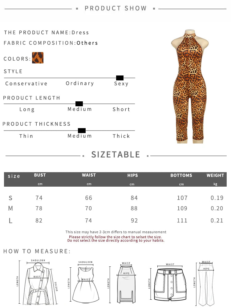 Weird Puss Neckholder-Overall für Damen, rückenfrei, Bandage, Leopardenmuster, eng anliegend, dehnbar, Sommer, sexy, Hipster, Aktivität, Workout-Spielanzüge