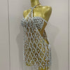 Sexy Sparkly Sequin Diamond Mesh Transparent Two Piece Set Women Celebrate Evening Party Birthday Dress Stage Photo Shoot Wear