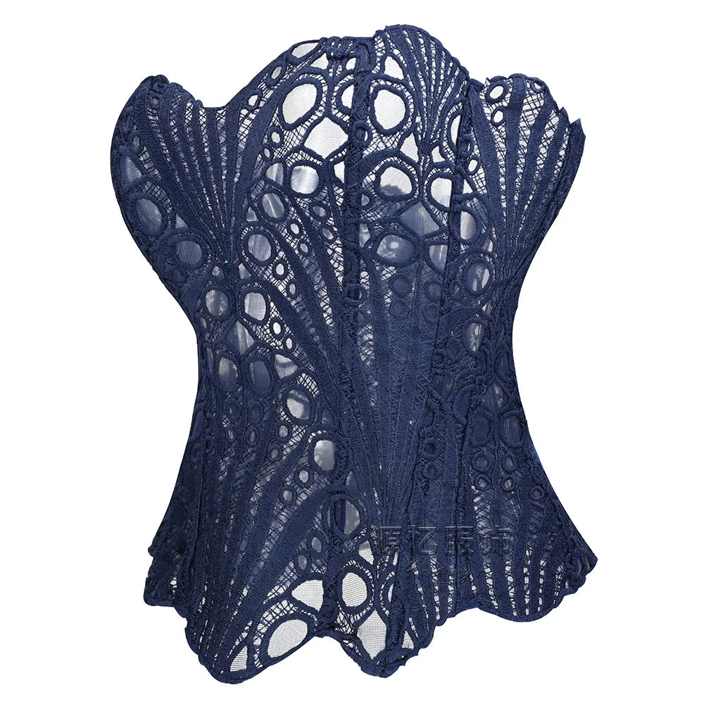 Hollow Out Corset Tops Irregular Hem Fishbone Underbust Top Slim Bandage Shapewear Bustier Korset Costumes Evening Party Corset