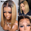 Black Pearl Ginger Lace Front 100% Human Hair Quality Wigs Glueless Wig Short Straight Bob Wig Lace Front Human Hair Wig