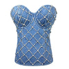 SXTHAENOO Damen Sexy Fashion Crop Top Diamant Blume Trägerloses Bustier Top BH Nachtclub Party Tank Top Weiblich Ropa De Mujer