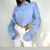 Zadily 2025 Summer Korean Style Long Sleeve White Shirt Women Sexy Button Ladies Crop Tops Blouse Street New In Female Clothing