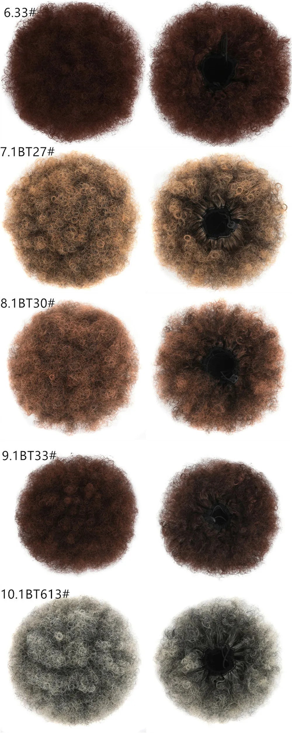 Synthetic Afro Puff Drawstring Ponytail Hair Bun 10 Inch Short Afro Kinkys Curly Afro Bun Extension Hairpieces Large Size