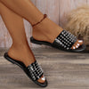 2024 Women Summer New Flat Bottom Rivet Outdoor Beach Large Size Slippers for Leisure, Anti slip Durable Home Sandals