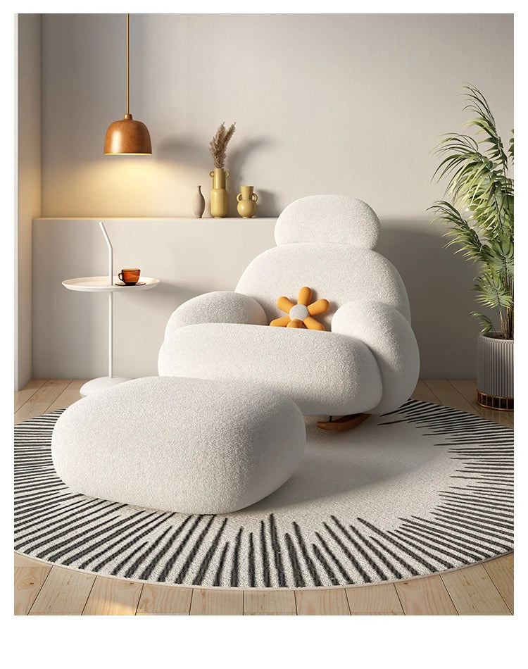 Fluffy White Wohnzimmerstuhl Modern Niedlich Boden Ergonomischer Wohnzimmerstuhl Lounge Relaxsessel Möbel Salon Home Möbel