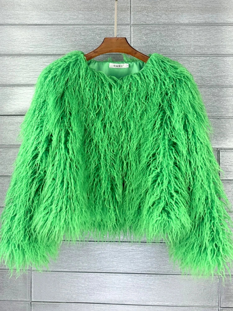 2023 Women Faux Fur Coat Autumn Winter High Quality Fluffy Short Coat Faux Fur Jacket