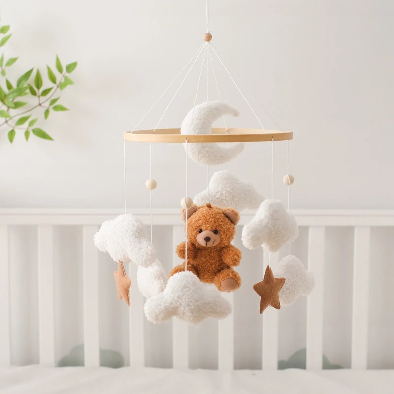 Baby-Kinderbett-Mobile-Rassel-Spielzeug 0-12 Monate Säugling Weicher Filz Teddy Samt Rosa Bär Bettglocke Hängendes Spielzeug Halterung Babybett Mädchen Spielzeug