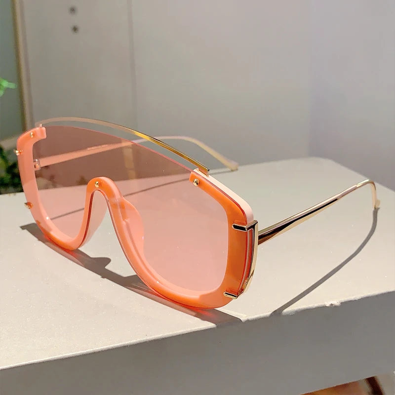 KAMMPT Fashion Leopard Damen-Sonnenbrille, stilvolle getönte Outdoor-Sportbrille, luxuriöses Metalldesign, Oversize Herren-Sonnenbrille