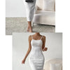 Elegantes weißes Neckholder-Kleid Damen rückenfrei sexy langes Kleid Strandurlaub einfarbige Kleider Frühling Sommer vielseitiger Unterrock