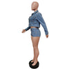Autumn Outfits for Women 2024 Denim Jacket Shorts Two Piece Sets Streetwear Diamonds Distressed Short Pants Buttons Coat Suit