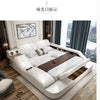 MANBAS Tech Smart Multifunctional Bed Frame with Genuine Leather, Bluetooth Speaker, and Massager Ultimate Soft Lit Tatami Camas