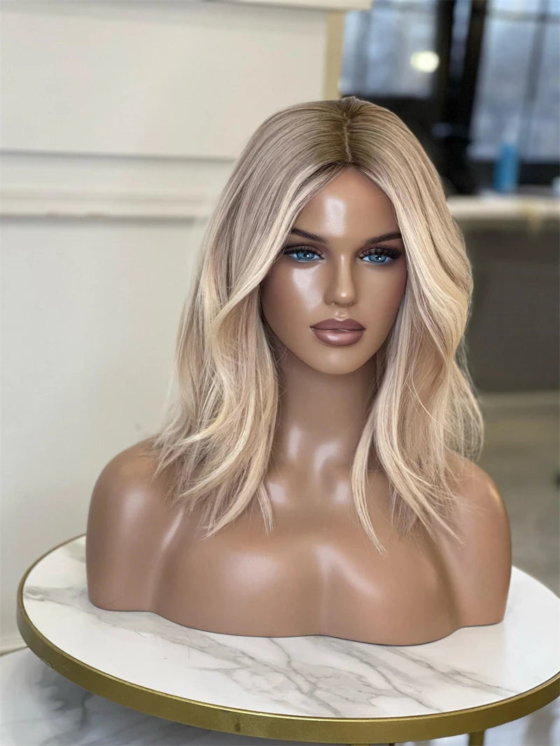 Damenperücken Ombre Aschblond Lace Frontal Perücken Synthetische Futura Top Qualität Lace Perücke Natürliche Wellen Glueless Perücke Damen Halloween