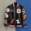 Street Popular Letter Flocking Embroidered Jacket And Coat Men 2023 New Y2K Harajuku Hip Hop Spliced Motorcycle Baseball Uniform