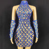 High Quality Sparkling Rainestone Sexy Bodycon Mini Dress Birthday Celebrate Evening Party Dress