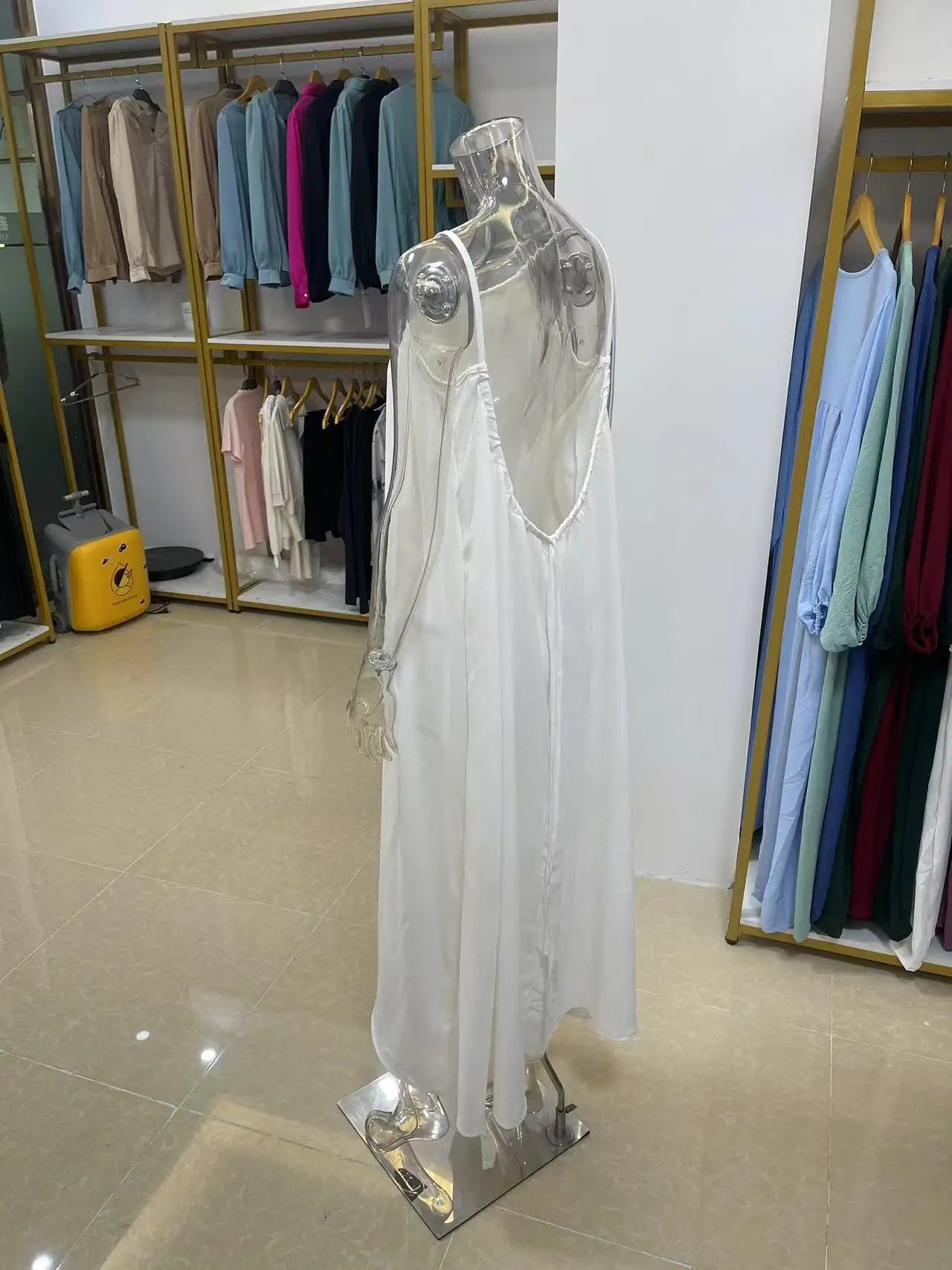 New Arrival Women's Strapless Backless Long Loose Home Dress Comfortable Sleepwear Casual Maxi Dress