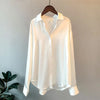 1pcs Woman Spring Autumn Satin Shirt Lady Long Sleeve Lapel Blouses Cardigans Elegance Sweet Casual Coats Girl Sunscreen Top
