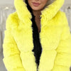 Women Warm Faux Fur Coat Winter Vintage Gradient Jacket Furry Outerwear Jackets Hooded Coats Plus Size Autumn Winter Streetwear