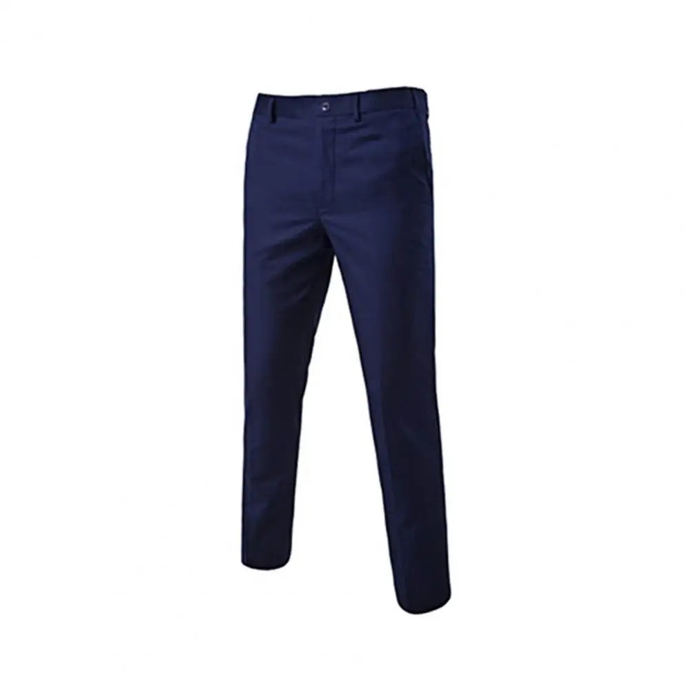 1 Set Stylish Formal Suit Temperament Men Pants Turndown Collar Pure Color One Button Suit Set Daily Wear
