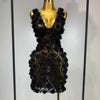 Women Luxury Pink Flowers Pearls Lace See Through Bodycon Mini Dress Birthday Photoshoot Evening Party Nightclub Stage Costume