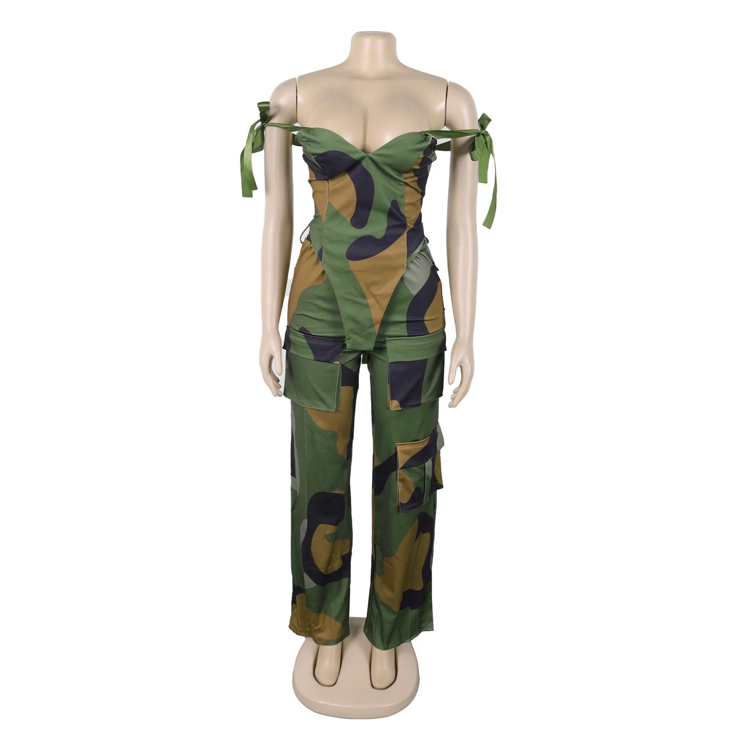 Two Pieces Women Pant Sets Print Matching Set Drawstring Pockets Sleeveless Top Elastic Waist Pants Slim Fit Casual 2026 Spring