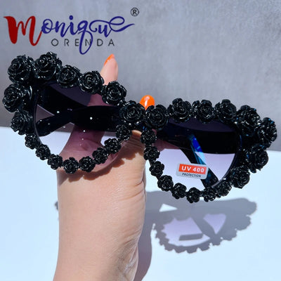 Vintage Sexy Cat Eyes Barock Sonnenbrille für Damen Schwarze Blumen Strand Sonnenbrille Damen Lunette Soleil Femme