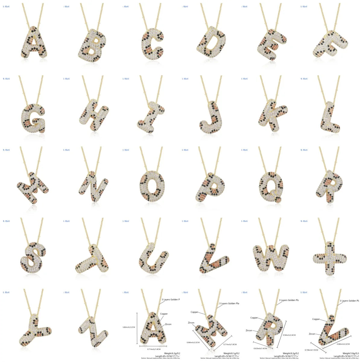 MHS.SUN Neue Leopard Bubble Buchstabenkette Vergoldet Chunky Bubble Zirkon 26 Initialen Anhänger Halskette Frauen Modeschmuck
