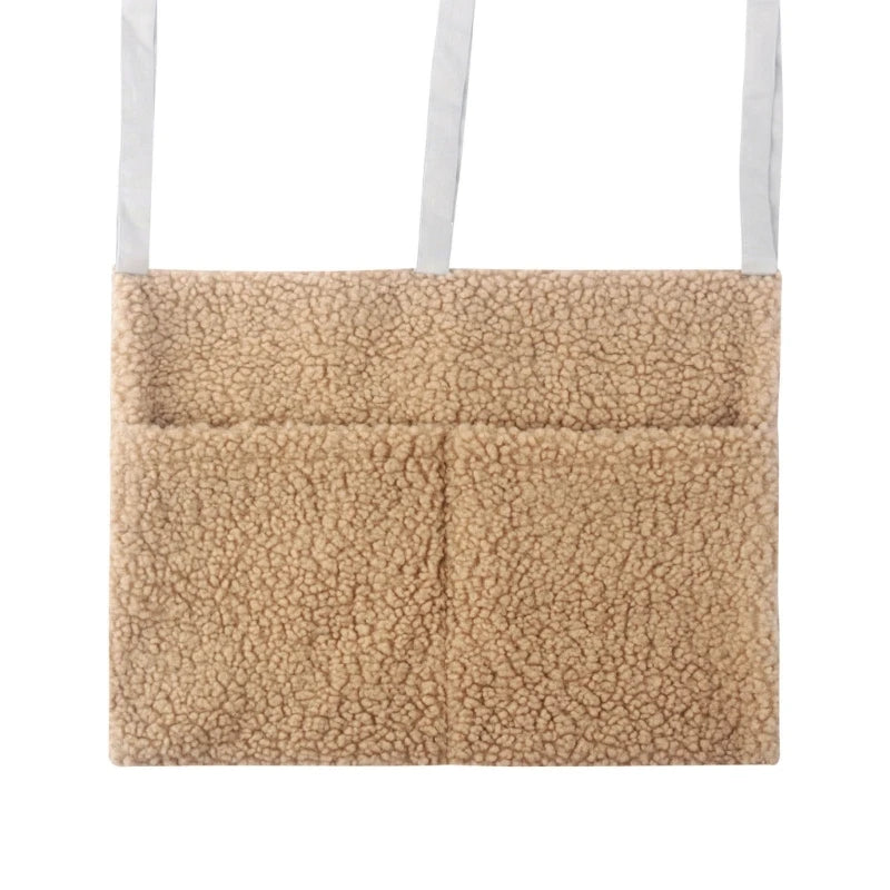 Neuer dicker Plüsch Babybett Hängetasche Tragbare Doppeltaschen Neugeborenen-Bett Spielzeug Organizer Tasche Bettkopfteil Aufbewahrungstasche