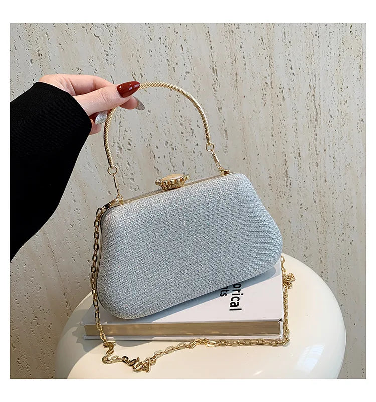 Luxus-High-Design Damen-Abendtasche Party-Bankett Glitzertasche für Damen Hochzeitsclutch Handtasche Umhängetasche mit Kette Bolsas