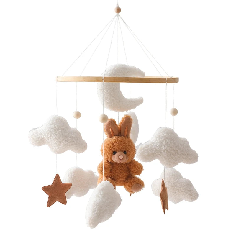 Baby-Kinderbett-Mobile-Rassel-Spielzeug 0-12 Monate Säugling Weicher Filz Teddy Samt Rosa Bär Bettglocke Hängendes Spielzeug Halterung Babybett Mädchen Spielzeug