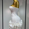 Women Sexy Strapless Flower Prom Gown Mini Dress Celebrity Red Carpet Fashion Evening Party Celebrate Birthday Club Dresses