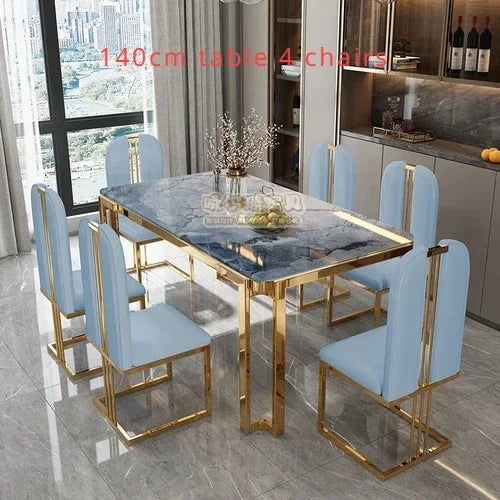 Einzigartige Luxus-Esstischstühle mit modernen Metallbeinen, rechteckiger Esstisch im platzsparenden nordischen Design, Mesa De Comedor Möbel