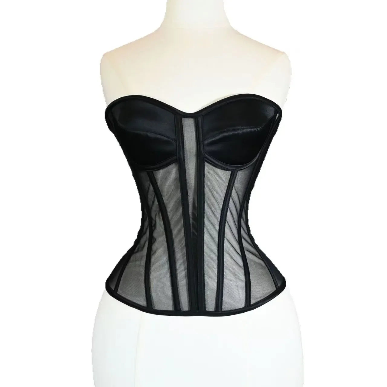 Steel Bone Transparent Bra Bustier Women's Waist Trainer Shapewear Girdles Corset Sexy Club Party Crop Top Lingerie Plus Size