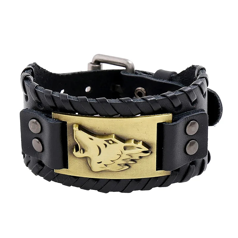 New Retro Wide Leather Pirate Compass Bracelet Men's Bracelet Celtic Viking Jewelry Compass Bracelet Accessories Party Gifts
