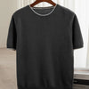 Men's T-shirt 2024 Summer New Knitted Tank Top Fashion Color Block Round Neck Pullover Sweater 100% Pure Wool Short sleeved