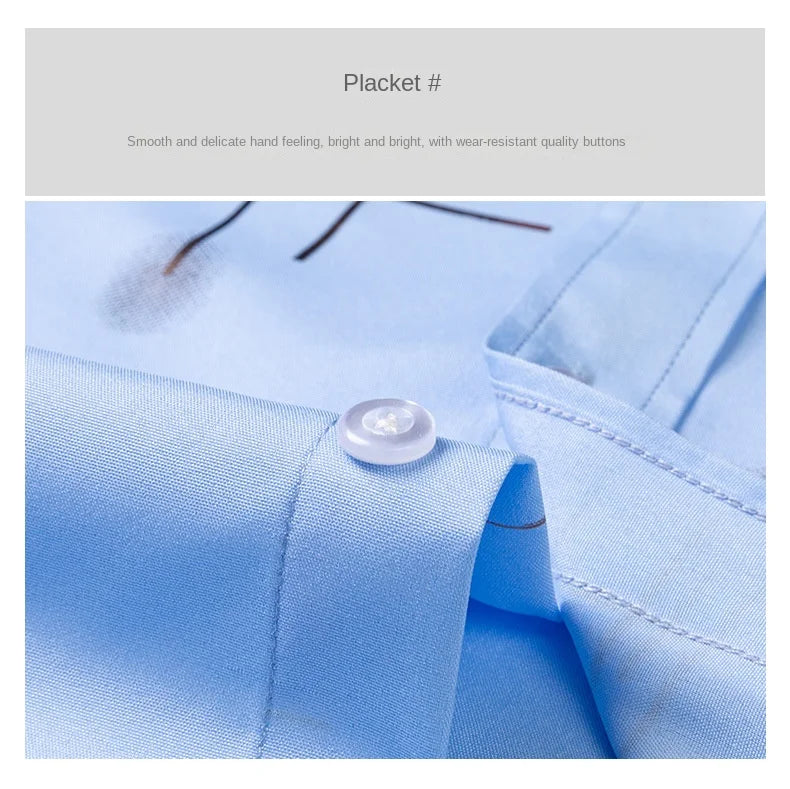 Men's Print Shirt Autumn Spring Long Sleeve Thin Non Iron Fashion Business Causal Social Anti-wrinkle Plaid Slim Fit Chemise Hom