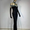 Summer Bandage Dress 2024 Women Celebrity Sexy Diamonds Crystal Black Maxi Long Bodycon Elegant Evening Club Party Dress