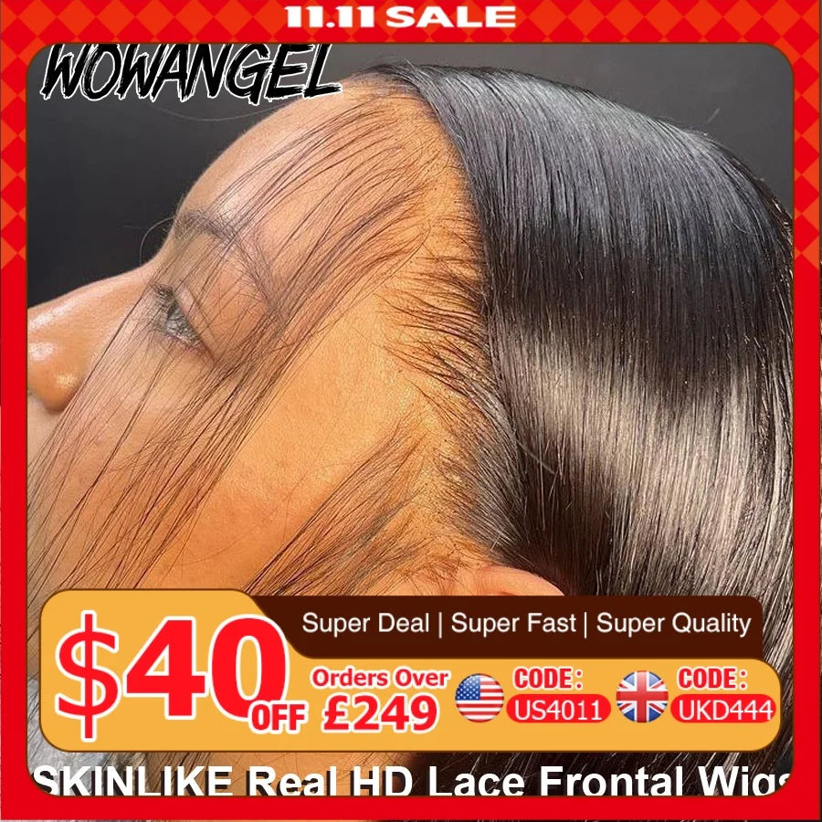 WOW ANGEL HD Lace Frontal Wig 250% 13x6 HD Lace Front Wig Straight Hair Invisible HD Lace Melt Skin HD Lace Front Human Hair Wig